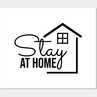 stay at home text with a home icon Posters and Art